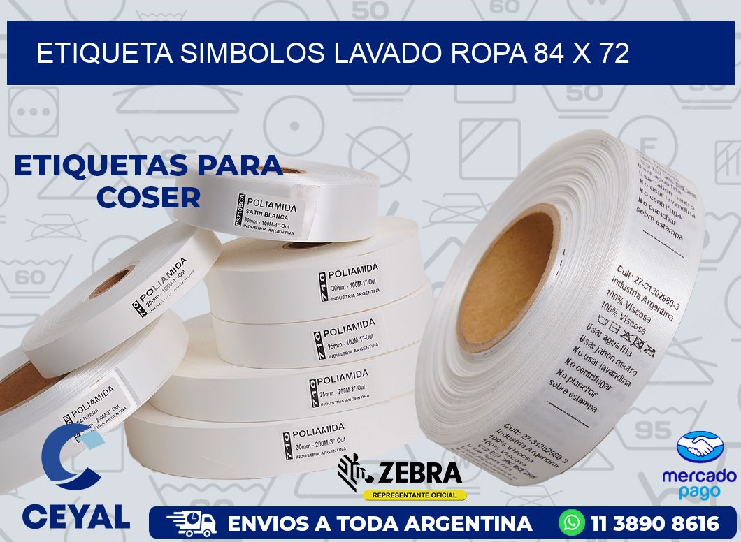 ETIQUETA SIMBOLOS LAVADO ROPA 84 x 72