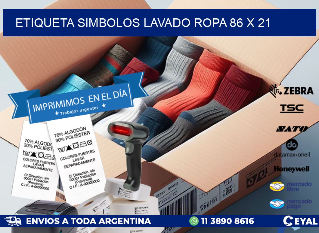 ETIQUETA SIMBOLOS LAVADO ROPA 86 x 21