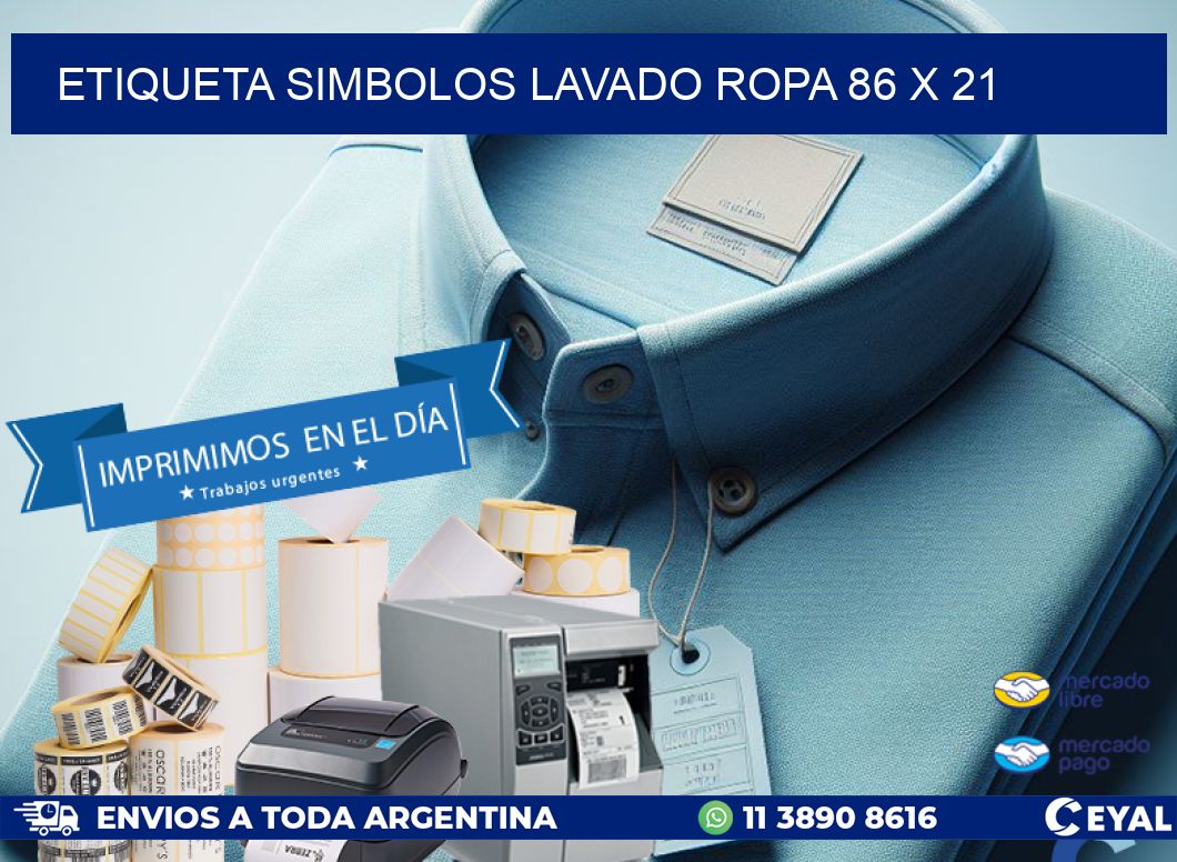 ETIQUETA SIMBOLOS LAVADO ROPA 86 x 21