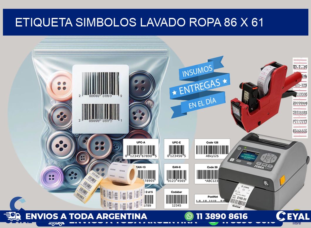 ETIQUETA SIMBOLOS LAVADO ROPA 86 x 61