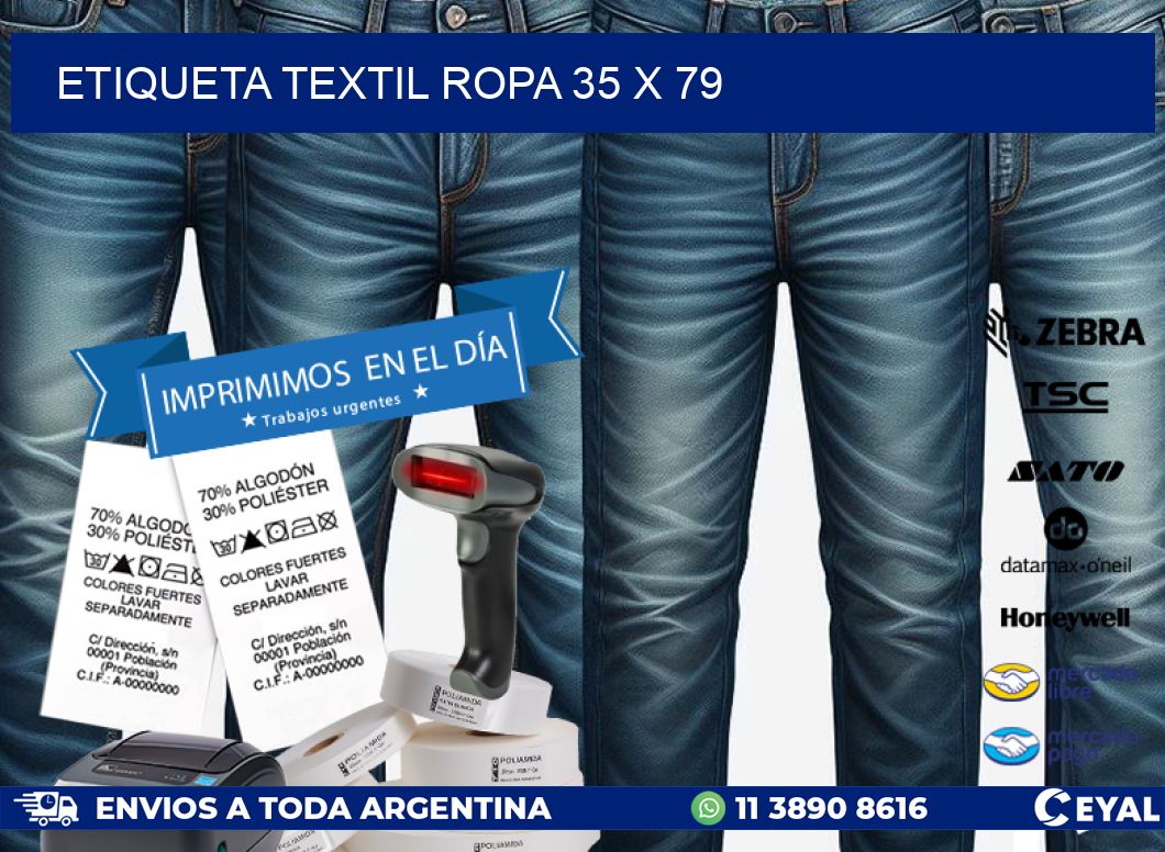 ETIQUETA TEXTIL ROPA 35 x 79