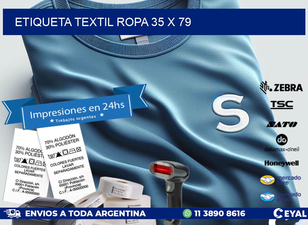 ETIQUETA TEXTIL ROPA 35 x 79