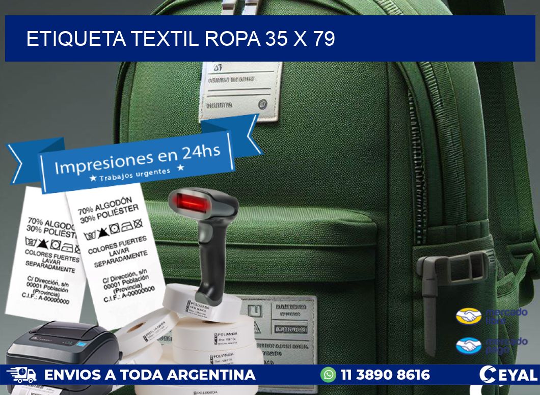 ETIQUETA TEXTIL ROPA 35 x 79