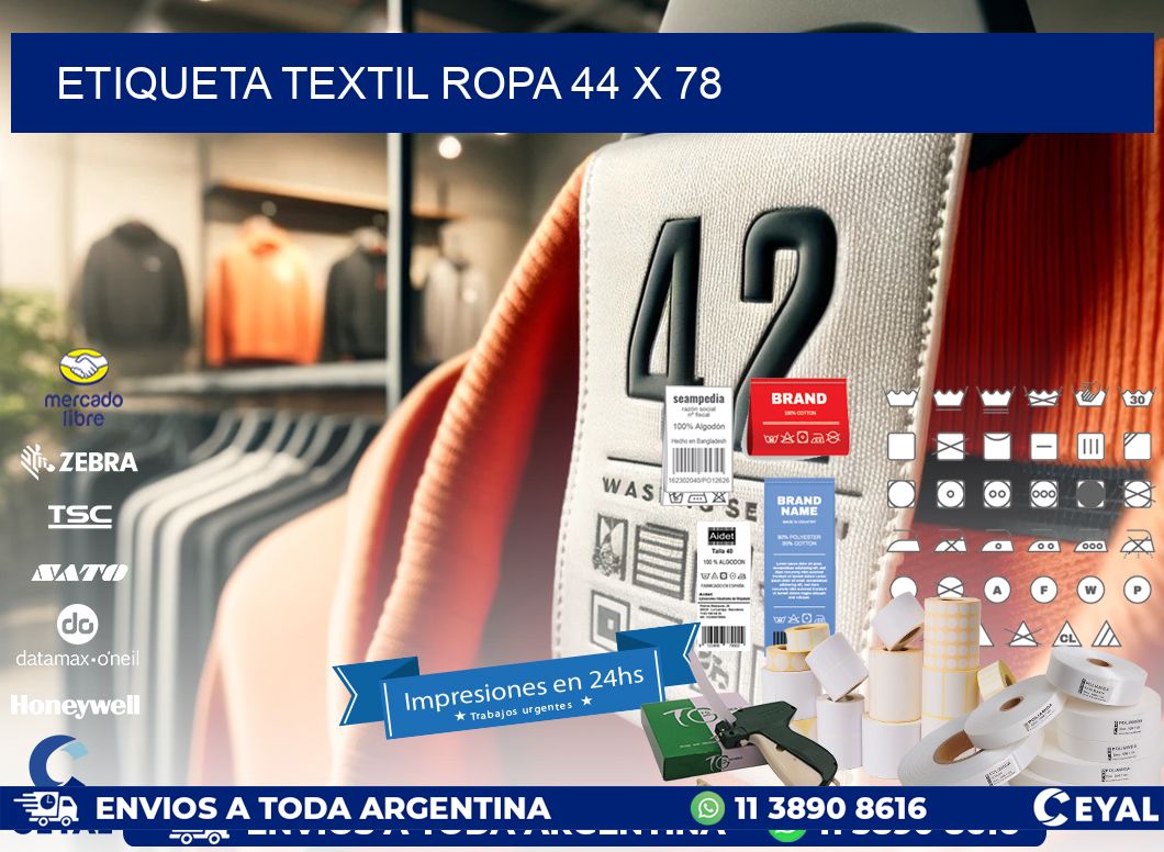 ETIQUETA TEXTIL ROPA 44 x 78