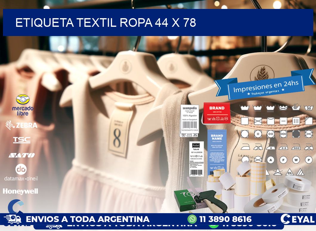 ETIQUETA TEXTIL ROPA 44 x 78