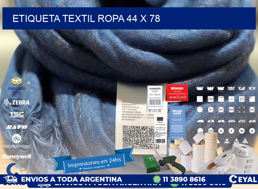 ETIQUETA TEXTIL ROPA 44 x 78