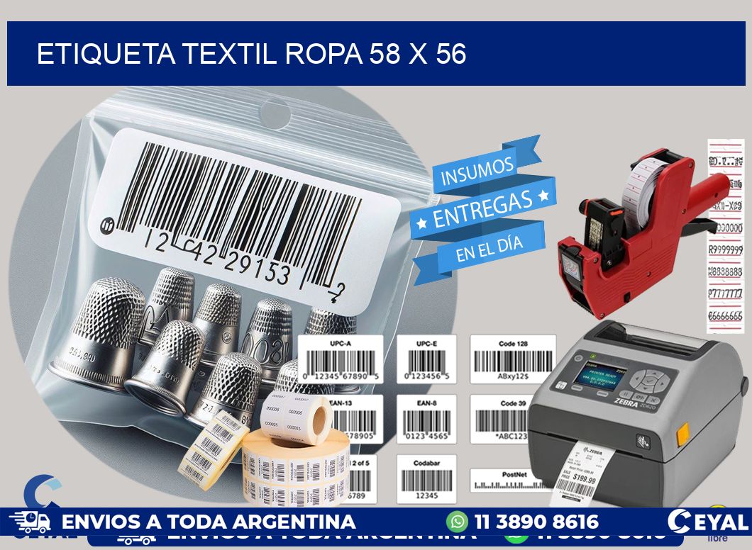 ETIQUETA TEXTIL ROPA 58 x 56