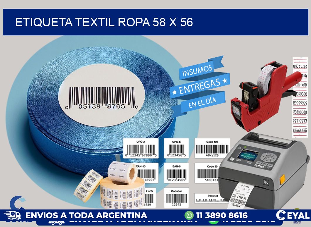 ETIQUETA TEXTIL ROPA 58 x 56