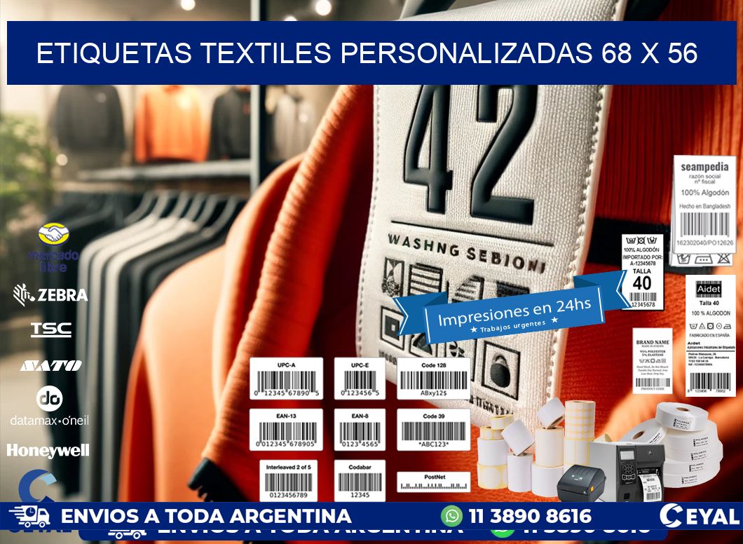 ETIQUETAS TEXTILES PERSONALIZADAS 68 x 56