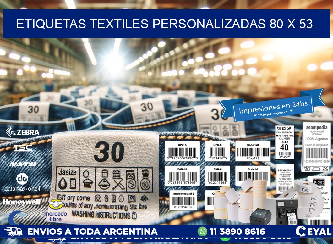 ETIQUETAS TEXTILES PERSONALIZADAS 80 x 53