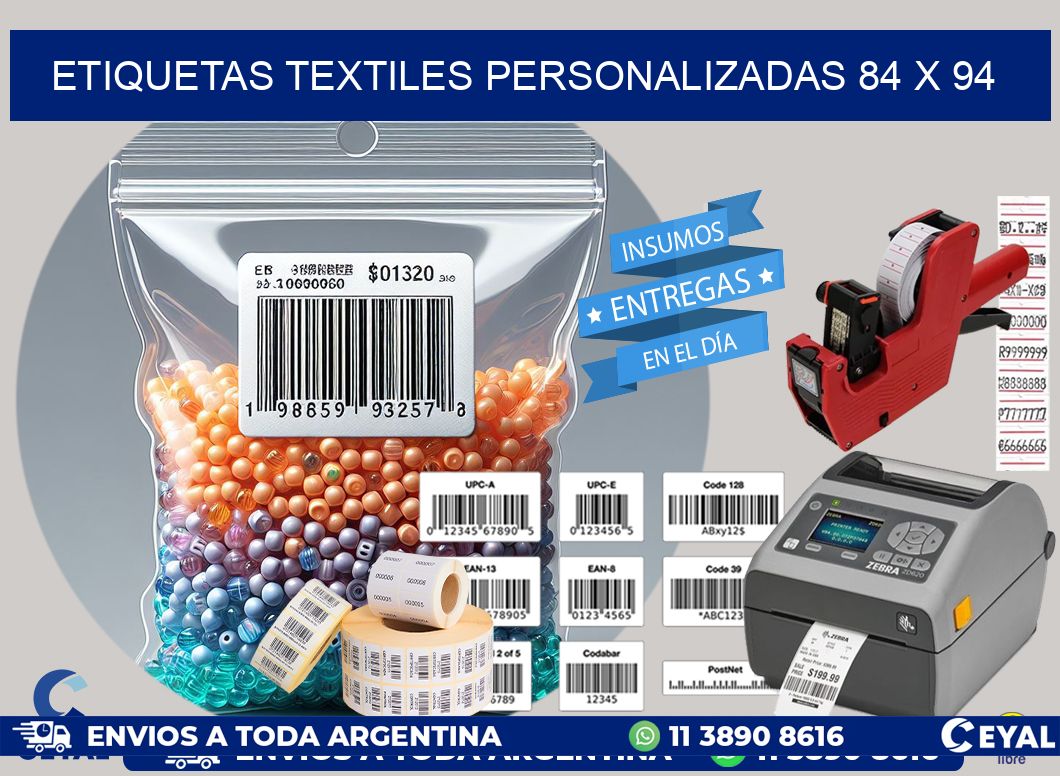 ETIQUETAS TEXTILES PERSONALIZADAS 84 x 94