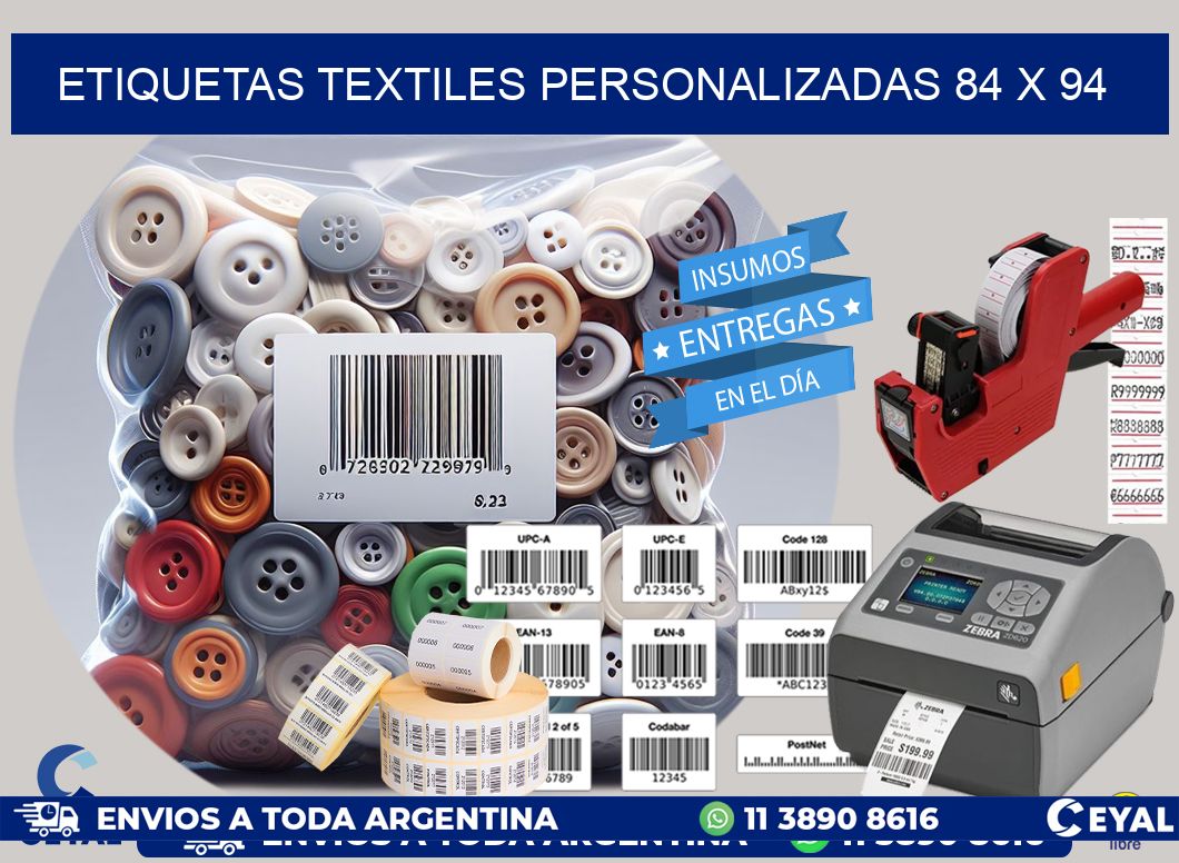 ETIQUETAS TEXTILES PERSONALIZADAS 84 x 94