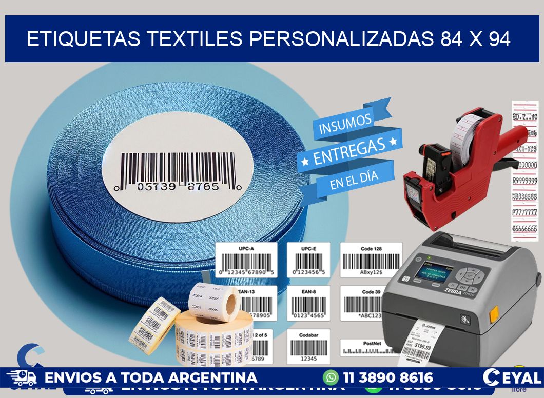 ETIQUETAS TEXTILES PERSONALIZADAS 84 x 94