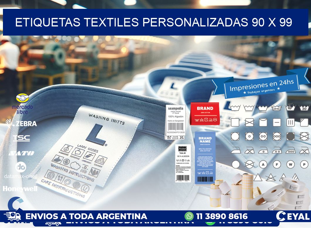 ETIQUETAS TEXTILES PERSONALIZADAS 90 x 99