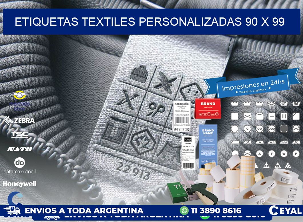 ETIQUETAS TEXTILES PERSONALIZADAS 90 x 99