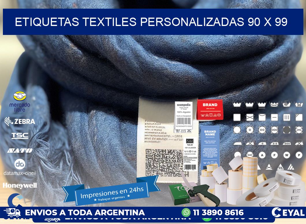 ETIQUETAS TEXTILES PERSONALIZADAS 90 x 99