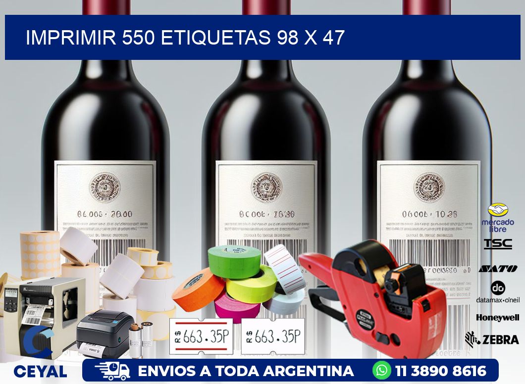 IMPRIMIR 550 ETIQUETAS 98 x 47