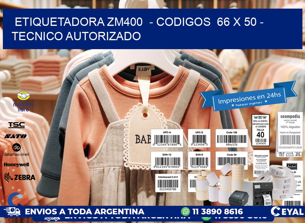 ETIQUETADORA ZM400  - CODIGOS  66 x 50 - TECNICO AUTORIZADO