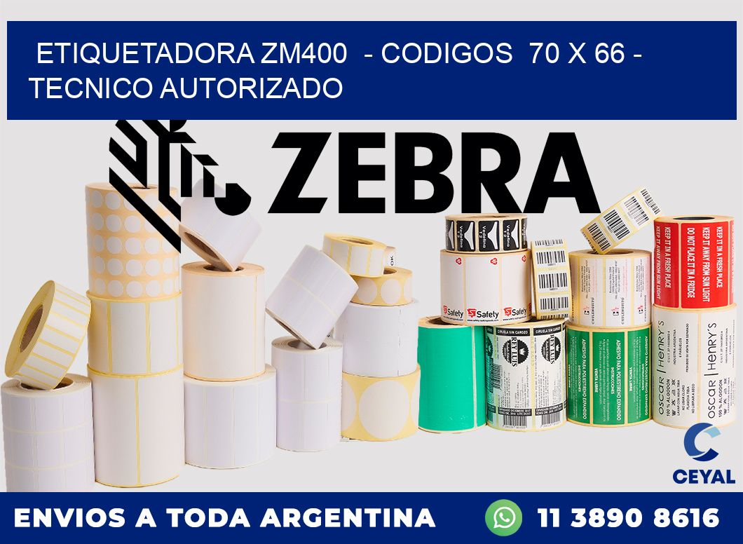 ETIQUETADORA ZM400  - CODIGOS  70 x 66 - TECNICO AUTORIZADO