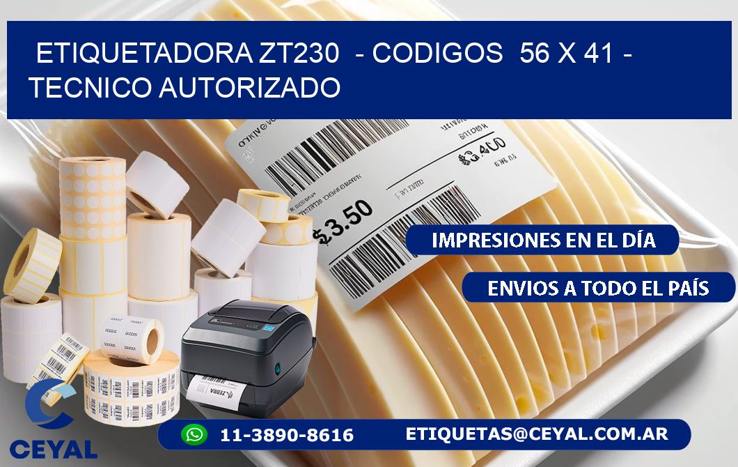 ETIQUETADORA ZT230  - CODIGOS  56 x 41 - TECNICO AUTORIZADO