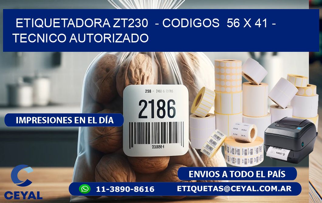 ETIQUETADORA ZT230  - CODIGOS  56 x 41 - TECNICO AUTORIZADO