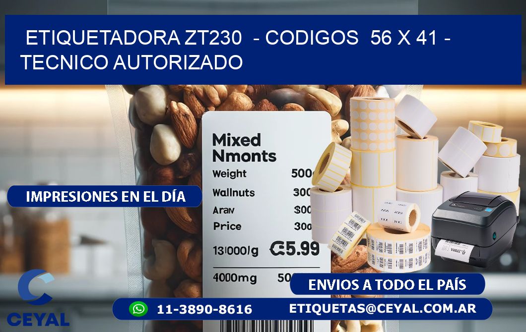 ETIQUETADORA ZT230  – CODIGOS  56 x 41 – TECNICO AUTORIZADO