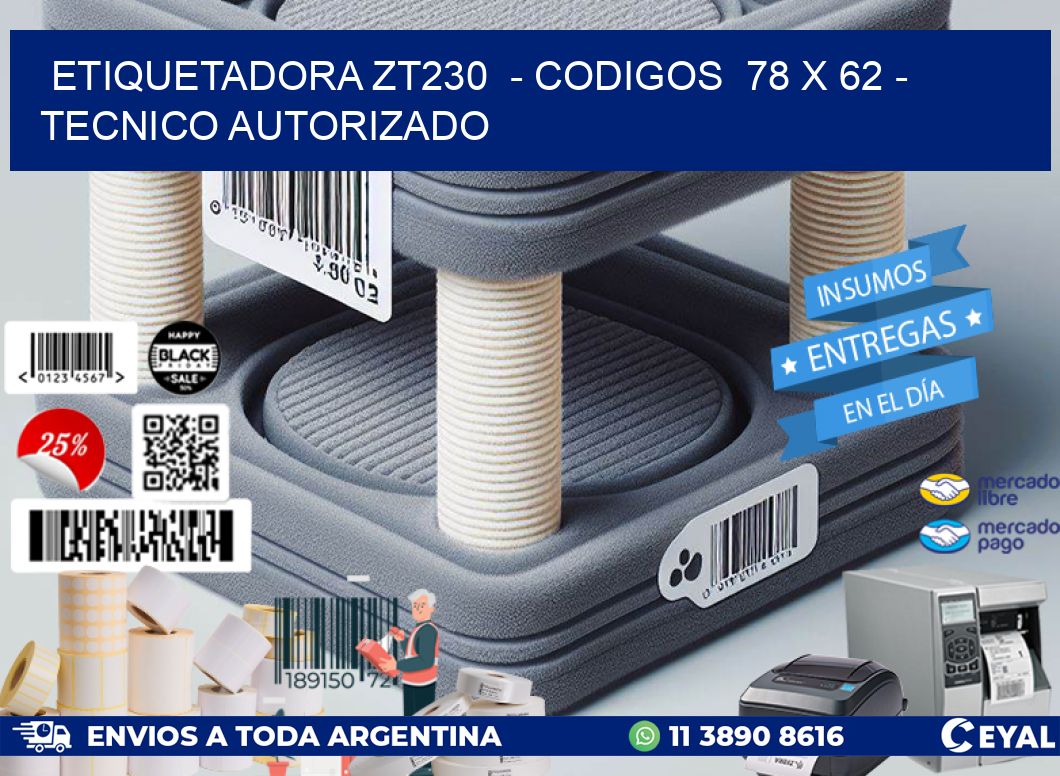 ETIQUETADORA ZT230  - CODIGOS  78 x 62 - TECNICO AUTORIZADO