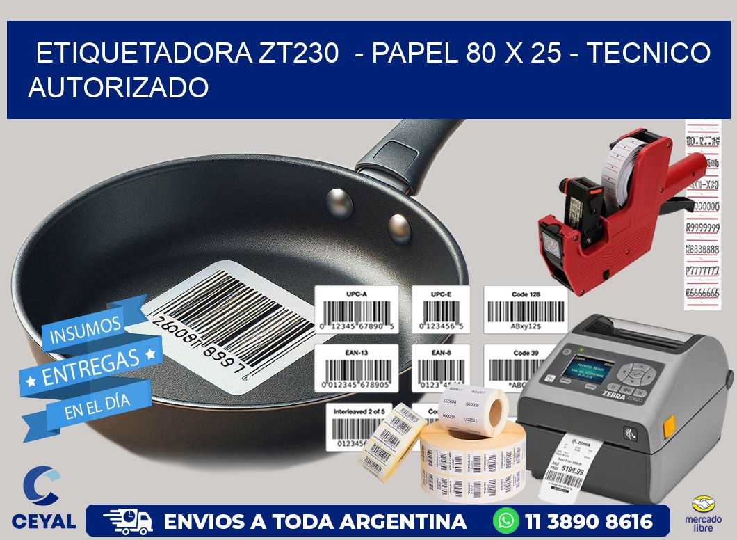 ETIQUETADORA ZT230  - PAPEL 80 x 25 - TECNICO AUTORIZADO