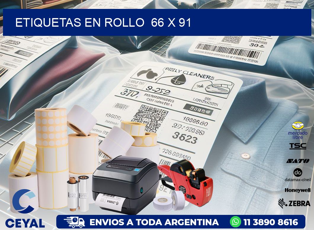 ETIQUETAS EN ROLLO  66 x 91