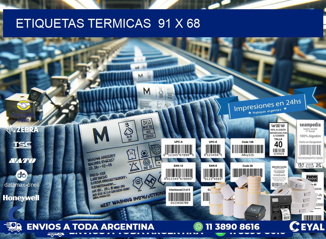 ETIQUETAS TERMICAS  91 x 68