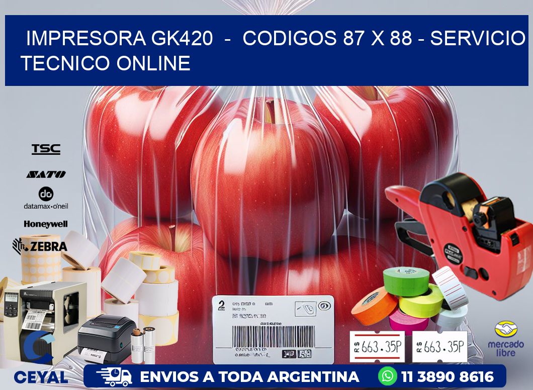 IMPRESORA GK420  -  CODIGOS 87 x 88 - SERVICIO TECNICO ONLINE