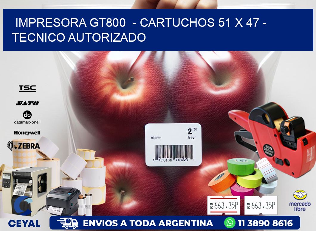 IMPRESORA GT800  - CARTUCHOS 51 x 47 - TECNICO AUTORIZADO