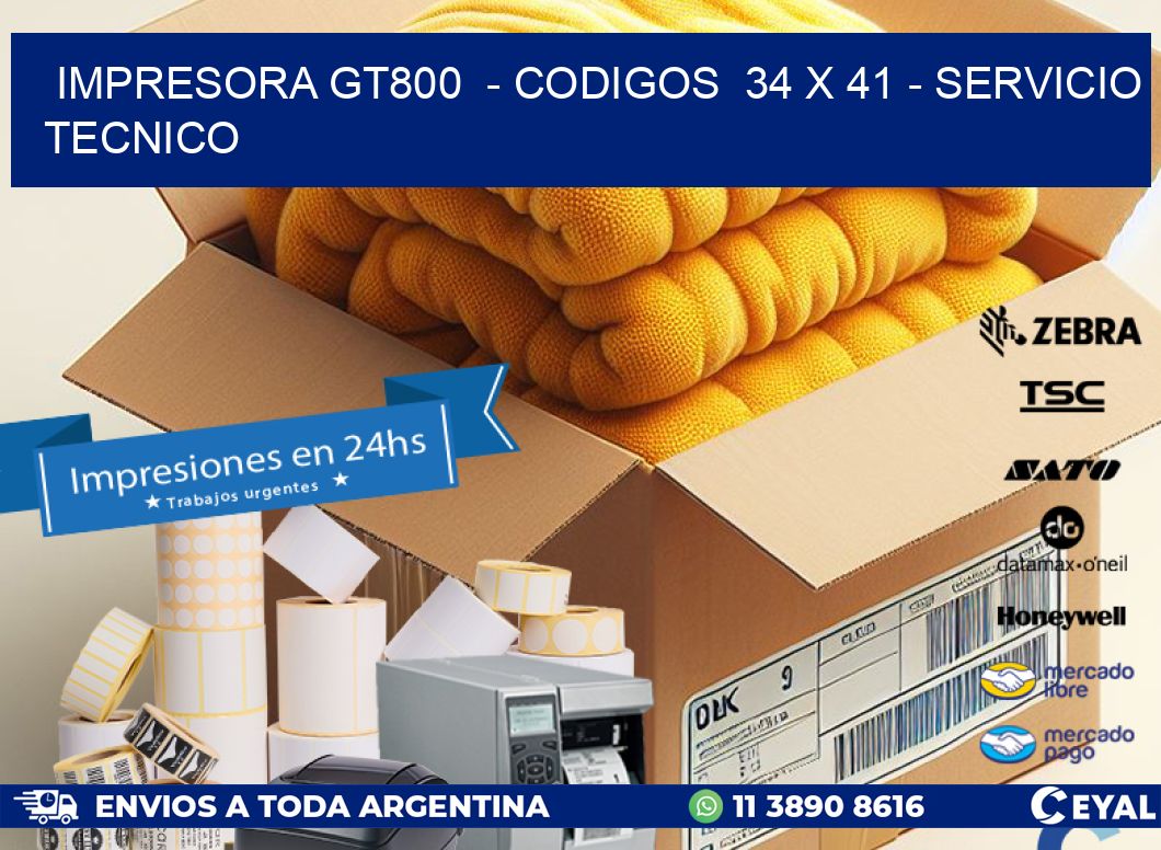 IMPRESORA GT800  - CODIGOS  34 x 41 - SERVICIO TECNICO