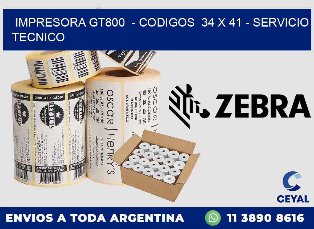 IMPRESORA GT800  - CODIGOS  34 x 41 - SERVICIO TECNICO