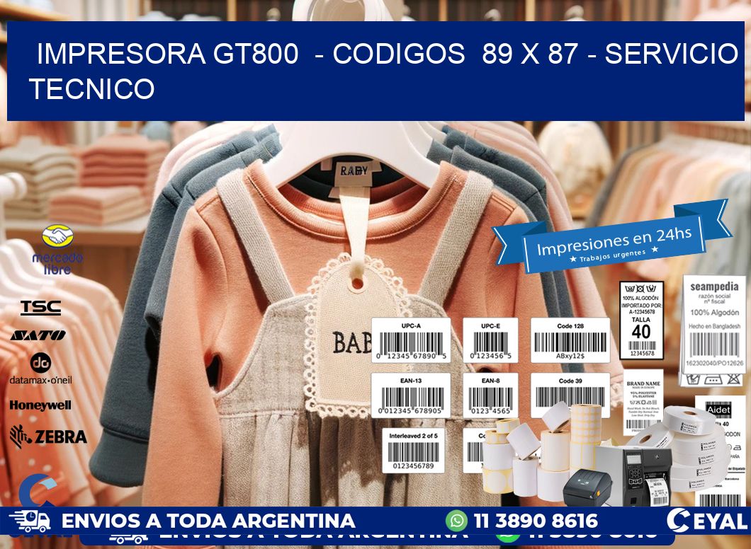 IMPRESORA GT800  – CODIGOS  89 x 87 – SERVICIO TECNICO