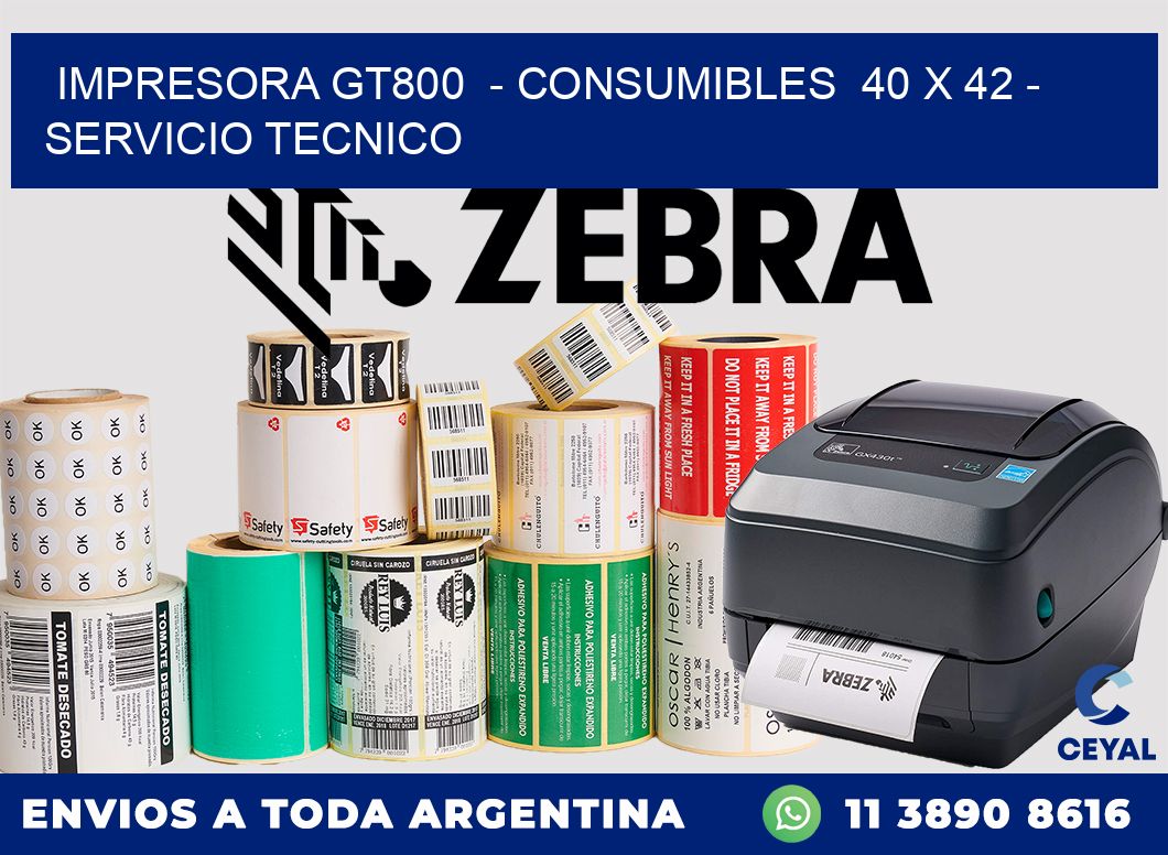 IMPRESORA GT800  - CONSUMIBLES  40 x 42 - SERVICIO TECNICO