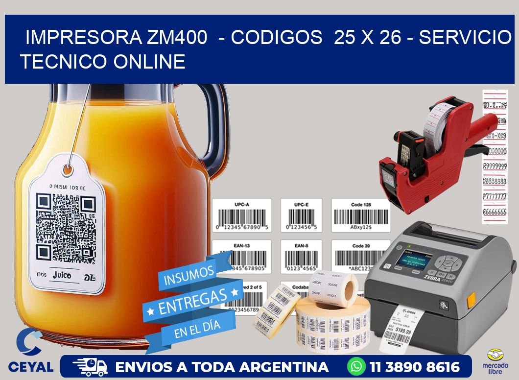 IMPRESORA ZM400  - CODIGOS  25 x 26 - SERVICIO TECNICO ONLINE