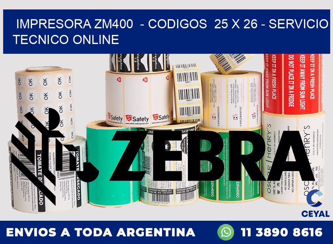 IMPRESORA ZM400  - CODIGOS  25 x 26 - SERVICIO TECNICO ONLINE