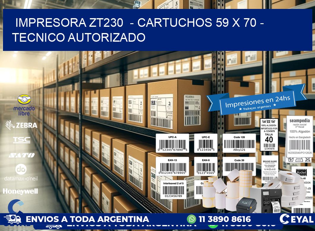 IMPRESORA ZT230  - CARTUCHOS 59 x 70 - TECNICO AUTORIZADO