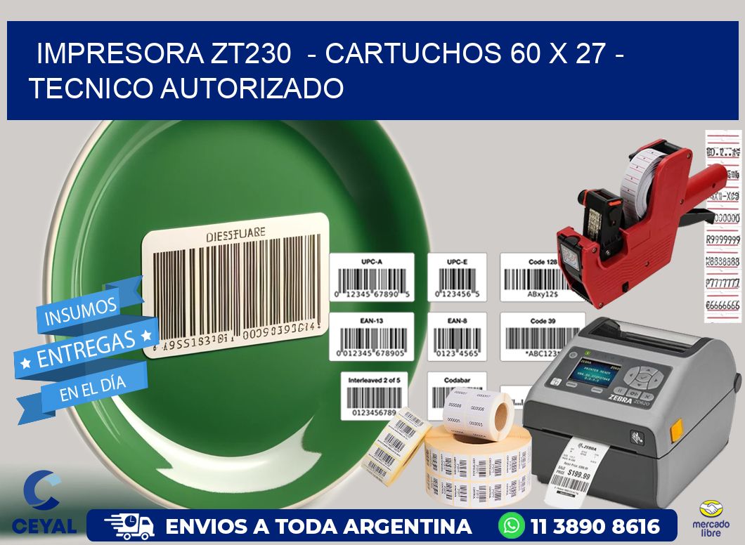 IMPRESORA ZT230  - CARTUCHOS 60 x 27 - TECNICO AUTORIZADO