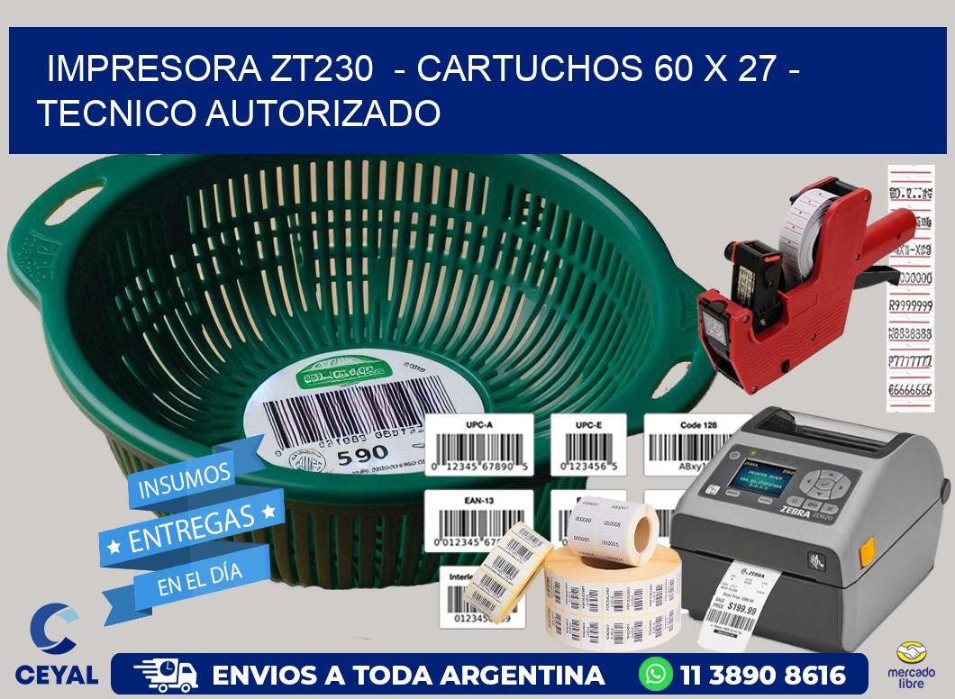 IMPRESORA ZT230  - CARTUCHOS 60 x 27 - TECNICO AUTORIZADO