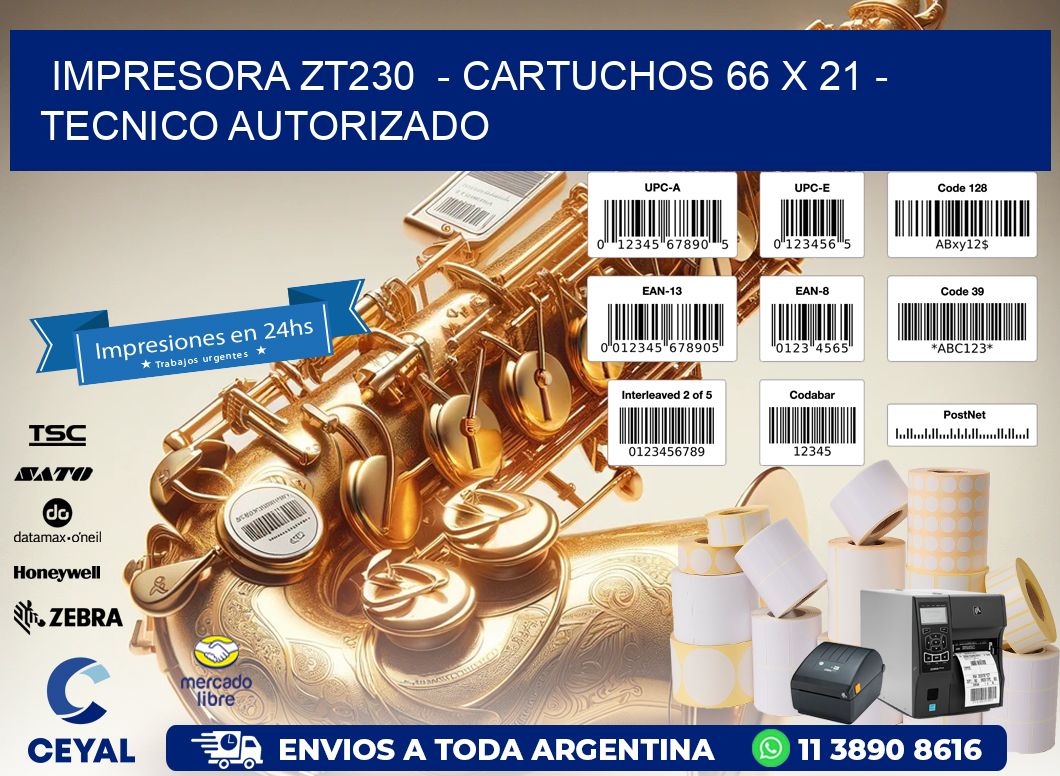 IMPRESORA ZT230  – CARTUCHOS 66 x 21 – TECNICO AUTORIZADO