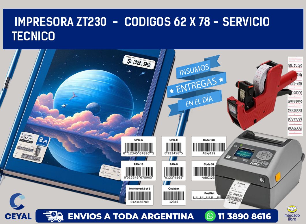 IMPRESORA ZT230  -  CODIGOS 62 x 78 - SERVICIO TECNICO