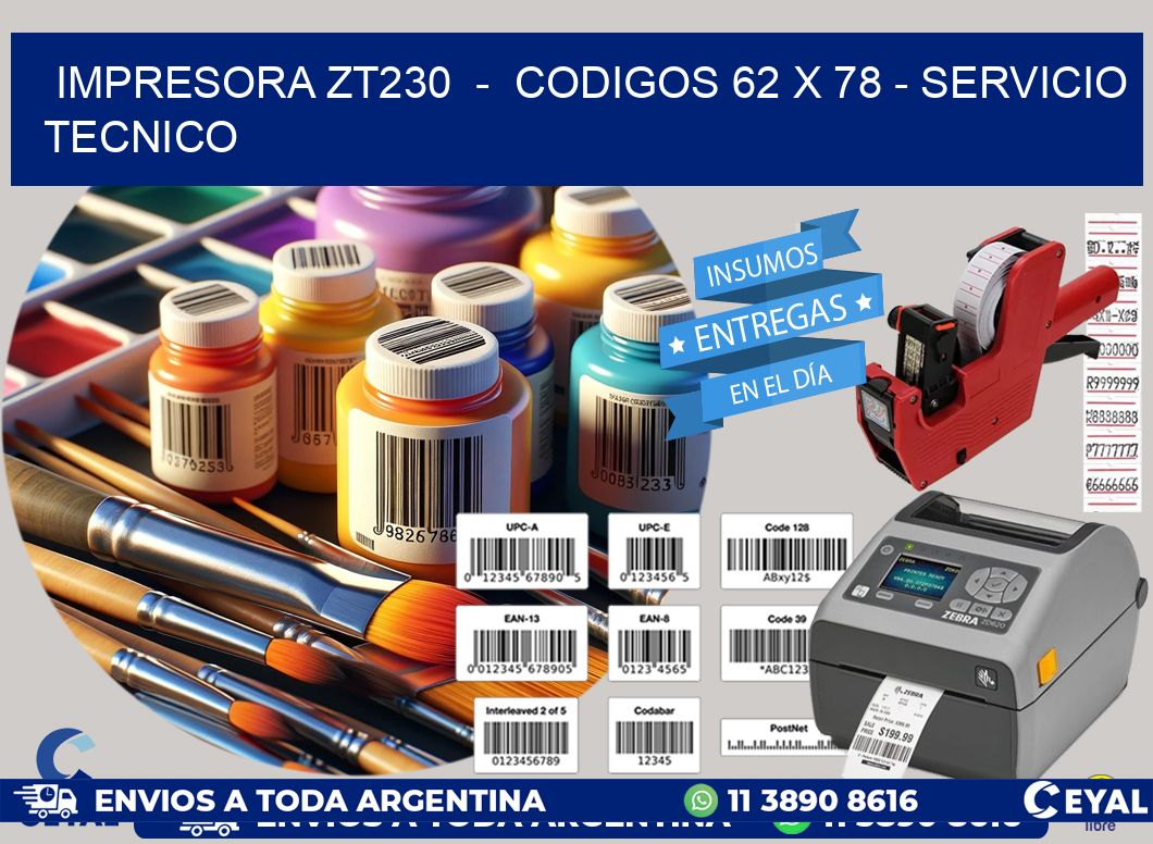 IMPRESORA ZT230  -  CODIGOS 62 x 78 - SERVICIO TECNICO