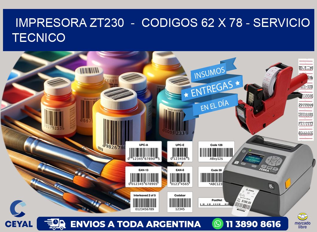 IMPRESORA ZT230  -  CODIGOS 62 x 78 - SERVICIO TECNICO