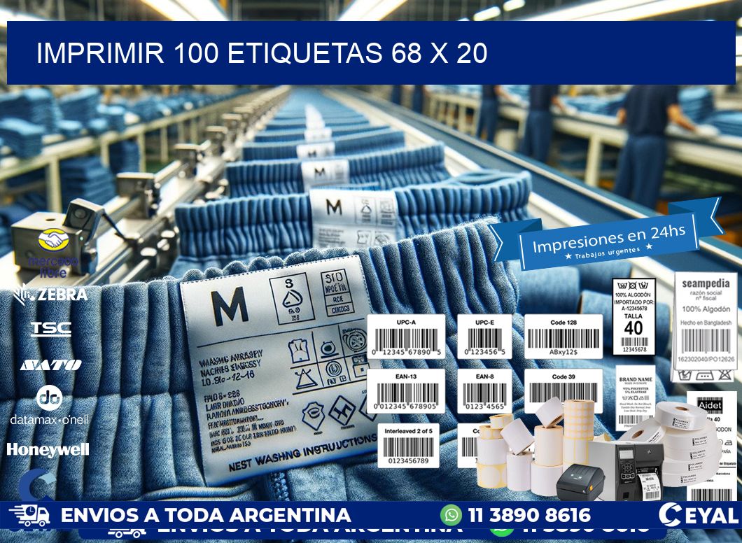 IMPRIMIR 100 ETIQUETAS 68 x 20