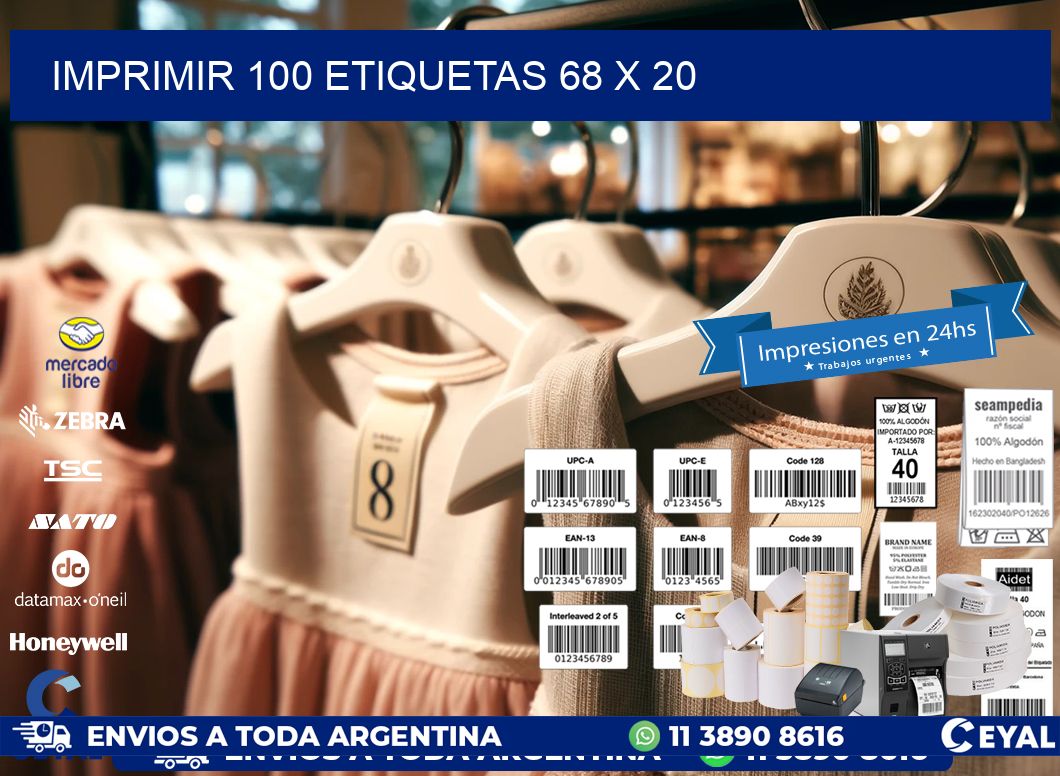 IMPRIMIR 100 ETIQUETAS 68 x 20