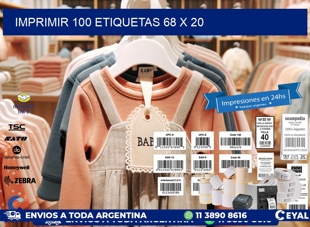 IMPRIMIR 100 ETIQUETAS 68 x 20