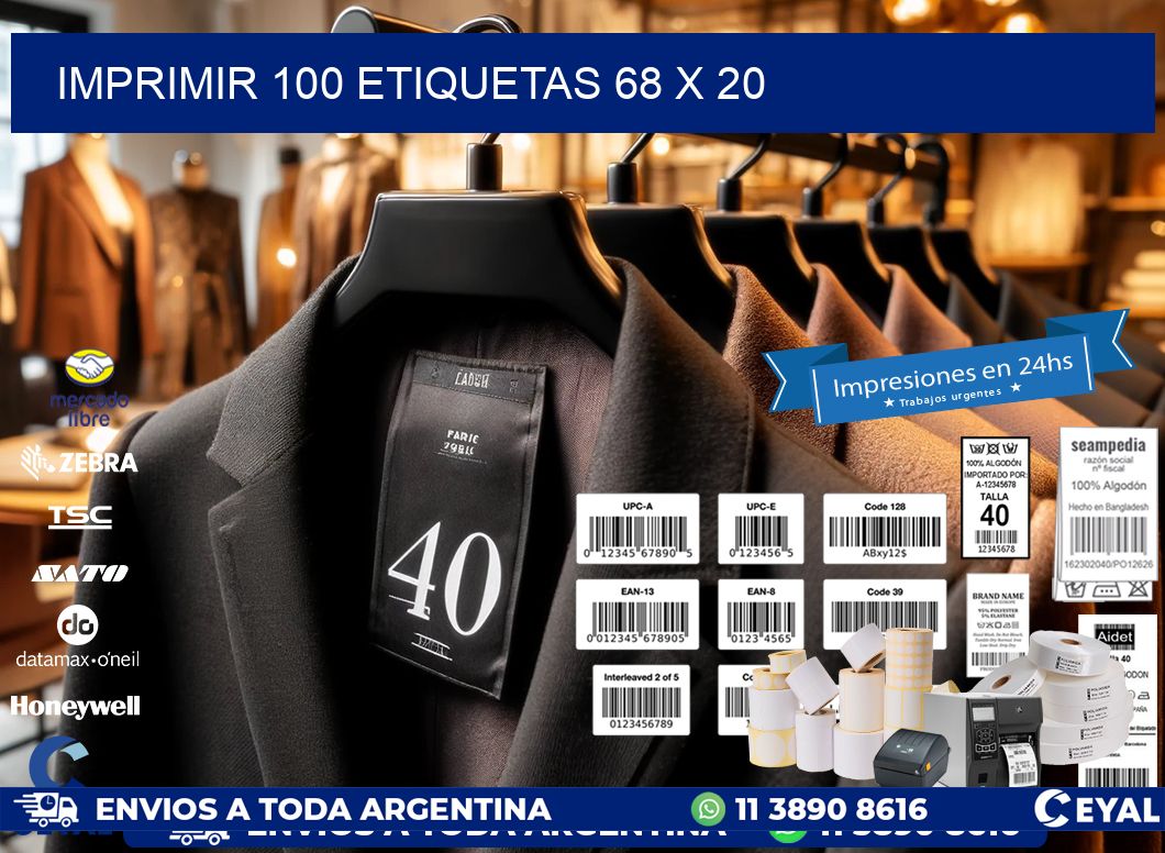 IMPRIMIR 100 ETIQUETAS 68 x 20