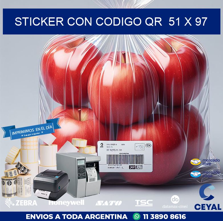 STICKER CON CODIGO QR  51 x 97